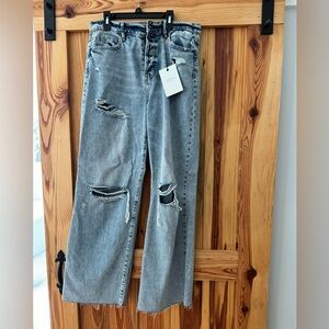 Hidden High Waist Wide Leg Dad Jean